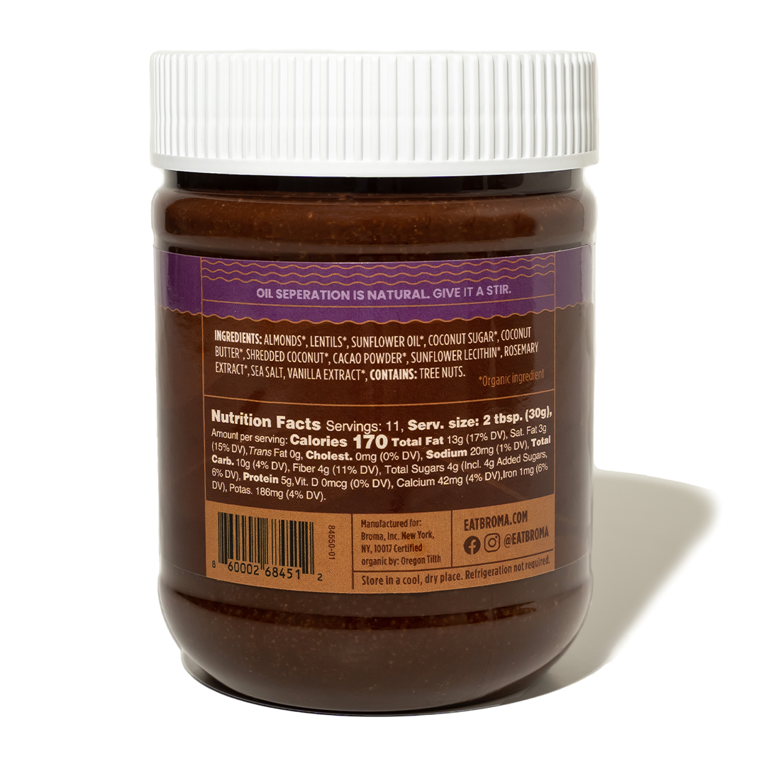 Dark Chocolate Coconut Almond & Lentil Butter - The First Complete Protein Nut Butter