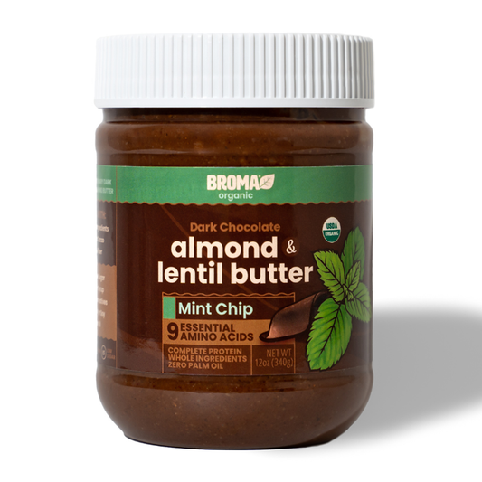 Dark Chocolate Mint Chip Almond & Lentil Butter - The First Complete Protein Nut Butter